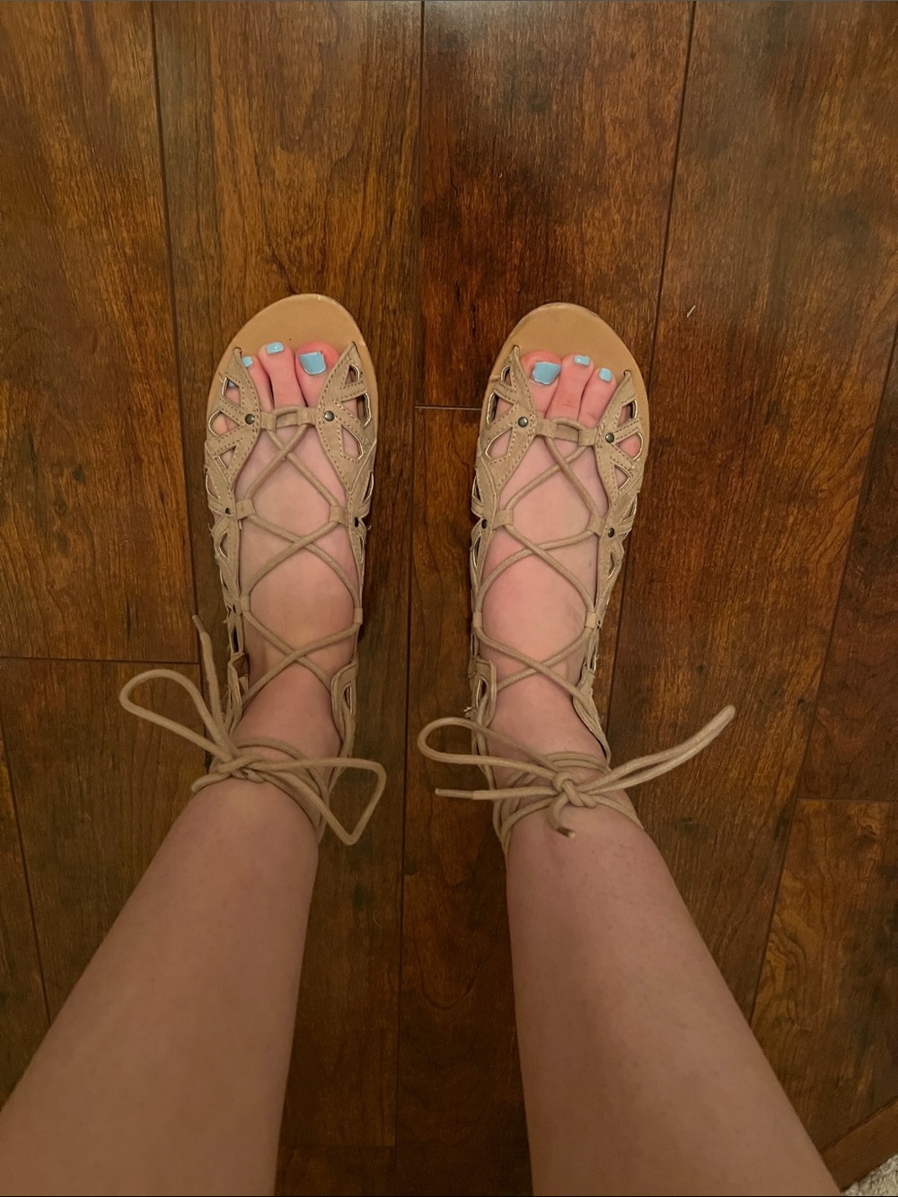 Women’s Lace-Up Gladiator Sandals in Tan